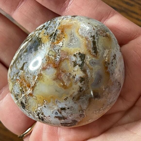 Ocean Jasper palm stone crystal white natural green brown druzy moss agate agati - Picture 6 of 9